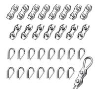 Nadisean 30Pcs Wire Rope Clamp M3, 15PCS 304 Stainless Steel Cable Clamps with 15PCS Wire Rope Thimble, 3mm Wire Clamp, Duplex Rope Clamp Fence Wire Connector for Clothesline Tensioner Awning Fixed