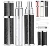 Nadisean 3Pcs Luxurious Perfume Atomiser, 5ML Perfume Travel Bottle, Leather Refillable Perfume Bottle with Dropper and Pump, Atomiser Spray Bottle for Traveling, Outgoing, Gift（Black, White, Pink）