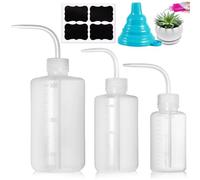 Nadisean 3Pcs Wash Bottle 500ml 150ml 250ml, Plastic Lab Wash Bottles, Tattoo Wash Bottles with Scale Labels, Squeeze Bottle No Spill Bend Mouth Watering Cans for Eyelash Cleaning, Plant Watering