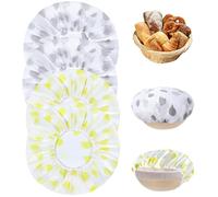 Nadisean 4Pcs Bowl Covers for Bread Proofing, Plastic Bread Proofing Cover, Reusable Bowl Covers with Elastic, Dough Bowl Cover, for Sourdough Bread Baking, Rising Dough (Grey, Yellow)