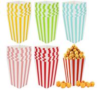 Nadisean 50Pcs Popcorn Boxes Small，5 Colours Popcorn Bags, Retro Popcorn Bucket, Cartons Popcorn Box, Striped Paper Popcorn Sweet Candy Containers Cardboard for Movie Night, Sweets, Party
