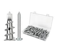 Nadisean 80 Pcs Heavy Duty Plasterboard Fixings, Self Drilling Plasterboard Wall Plug with Screws, Metal Dry Wall Anchor for Wall Hanging Stuff