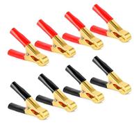 Nadisean 8Pcs 50A Jump Lead Clamps, Heavy Duty Pure Copper Crocodile Clips, Insulative Car Battery Alligator Clips, Car Booster Cable Crocodile Clips Battery Clamps for Car Auto (80mm, Red + Black)