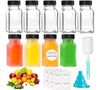 Nadisean 9Pcs 70ml Square Glass Shot Bottles with Lids, Leak-Resistant