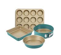 Nadiya x Prestige 0.8mm Bakeware Set, 4 Piece, Blue/Gold