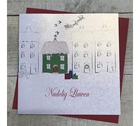 Nadolig Llawen Christmas House Welsh Christmas Card, Handmade by White Cotton Cards wx14-103