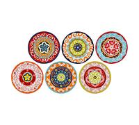 Nador Mix Salad Plate, Porcelain, Multicolour, 20.5cm, Pack of 6 - Stoneware
