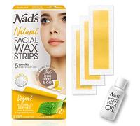 Nad's Natural Facial Wax Strips - Facial Hair Removal For Women, Face Wax Strips, Includes 30 Vegan Waxing Strips + Post Wax Oil