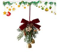 Nadsrpn Jingle Bell Door Hanger Christmas,Festive Ornament | Christmas Wreath Bows with Jingle Bells and Pine Cone | for Entrance Porch Indoor Wall Window Mantel Fireplace Tree Wreath