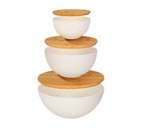 Nadsrpn Mixing Bowls - Meal Prep Containers | Nesting Storing Preparing Kitchen Containers with Wooden Lids for Chips Bread Vegetable Soup Fruit Meal Storage Home Cooking