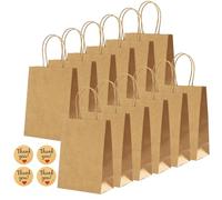 NADSSJL 30 Pcs Brown Party Bags With Handles, Colourful Paper Gift Bags with Stickers, Paper Bags for Wedding, Christmas, Easter, Celebrations, Birthday Parties, Sweets & Merchandise Retail