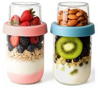 NADSSJL Overnight Oats Jar, 2PCS Oats Jar with Lids and Handle, 480ml Overnight Oat Container. Mason Jars for overnight oats, Breakfast jars are perfect for yogurt, fruit, nuts, cereal, and more.
