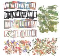 NAEBRO Scrapbooking Stickers 180Pcs Vintage Decorative Transparent Self-Adhesive Craft Stickers for Scrapbook, Notebook, Art, Gifts - Retro Borders, Plants - PET Material