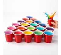 NAEEM SONS Red Shot Glasses 20x Red Plastic Mini Durable Reusable Party Cups - Drink Cups Small Sample Tasting Cups for Birthdays, Weddings, BBQ, Parties (Pack of 20)
