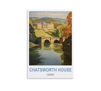 NAEGV 5D Diamond Painting by Number Kits,Chatsworth House Derby DIY Full Drill Diamond Art Kits for Home Wall Decor Gifts 50x60cm