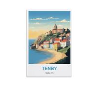 NAEGV 5D DIY Diamond Art Kit,Tenby Wales Diamond Painting Kit Round Full Drill with Tools, DIY Crystal Gem Art Craft for Home Wall Decor 40x50cm