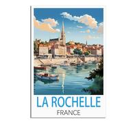 NAEGV DIY Hand Painted Oil Painting Kit La Rochelle France Linen Canvas Acrylic DIY Number Painting Kits Wall Art Decor Gifts 20x30cm