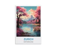 NAEGV DIY Hand Painted Oil Painting Kit Zurich Switzerland Landscape Painting by Numbers for Children DYI Acrylic Colour Kits 50x60cm