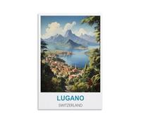 NAEGV DIY Paint by Numbers for Adults Lugano Switzerland Paint by Numbers on Canvas Kits, Painting by Numbers for Adults Gifts Home Wall Decor 40x50cm