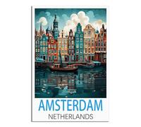 NAEGV Paint by Numbers Adults Amsterdam Netherlands Paint Brushes and Acrylic Painting Kit for Kids and Adults Beginner Gifts 50x60cm