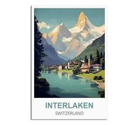 NAEGV Paint by Numbers for Adults Interlaken Switzerland Without Frame DIY Color Oil Painting Acrylic Paints,Home Wall Decor 40x50cm