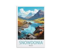 NAEGV Paint by Numbers for Adults Snowdonia Wales Travel Poster Children, Beginners, DIY Gift Arts Kits with Brushes and Acrylic Pigment 20x30cm