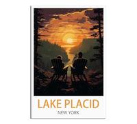 NAEGV Paint by Numbers Kits Lake Placid New York Arts and Crafts Kit for Adults Beginner Drawing Paintwork for Home Wall Decor 20x30cm