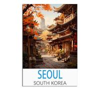NAEGV Paint by Numbers Kits Seoul South Korea Arts and Crafts Kit for Adults Beginner Drawing Paintwork for Home Wall Decor 50x60cm