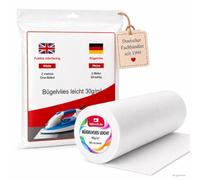 Nähmit - Iron-On Fleece - Inlay Fabric - Light Weight 90 cm Wide - 2 Metres Non-Woven Fabric (White), VLIES-NH200