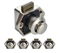 NAERDI 5 Pack RV Lock Push Button Latch Lock Keyless Cabinet Lock Drawer Knobs Pearl Nickel 2cm/0.79in Mounting Hole