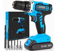 Naerok 20V Cordless Drill Set, 1-Hour Charge, Battery & 13pc Kit