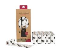 NAERSI® Biodegradable Thicker Dog Poop Bags 21 Rolls/315 Bag Dog Waste Bags Thick Strong Made from Corn Starch Plants Based 6 Color DS21# (White footprints)