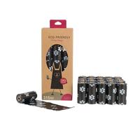 NAERSI® Biodegradable Thicker Dog Poop Bags 21 Rolls/315 Bag Dog Waste Bags Thick Strong Made from Corn Starch Plants Based 6 Color DS21# (Black footprints)