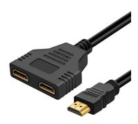 NAERSI® HDMI Splitter 1080P Female 1 to 2 Way HDMI Cable Splitter Cable Adapter Converter For HDTV/HD/LED/LCD/PS3/DVD Players and Most LCD Projectors 30 cm