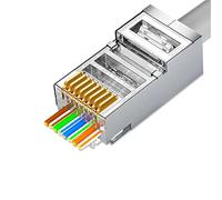 NAERSI® Shielded RJ45 Connector Pass Through Cat6 50 Pcs, Ethernet RJ45 Plug for Cat6/Cat5/Cat5e UTP Solid & Stranded Network Cable, Interference-Resistant