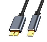 NAERSI® USB C to Micro B Cable USB 3.0, 0.2/0.5/1/1.5/2m USB C Male to Micro B Male Hard Drive Cable Compatible with Seagate, WD,Galaxy S5 Note 3,HDD etc. (1.5m)