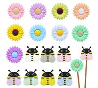 NAESM 16 Pcs Silicone Knitting Needle Stoppers, Daisy Bee Knitting Needle Point Protectors for Knitting Sewing Quilting Crocheting DIY Art Project