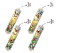 NAESM 4 Pcs Butterfly Diamond Art Bookmarks, Acrylic Diamond Bookmarks Kits, Flower Butterfly Bookmarks DIY Making Beginners Kids Adults Arts Craft Supplies