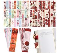 NAESM 60 Pcs Paper Reading Bookmarks, Book Tracker Bookmark, Reading Page Markers Bookshelf Design Bookmark for Book Lovers Romance Reader Present Handmade