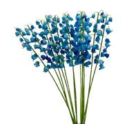 Naeutop 14 Pcs Artificial Lily of The Valley Faux Bell Flowers Real Touch Wind Chime Orchid with Stems Wedding Bouquet,Bulk Spring Flowers 14" May Flower for Home Garden Wedding Fillers Party (Blue)
