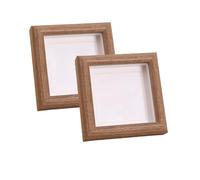 Naeutop 6x6 Wooden Shadow Box Frame Picture Frame set of 2, with 5x5 mat, Walnut Square Picture Frame with Real Glass Small Square framefor Tiny Photos, Display on Table Desk Top or Wall Hanging