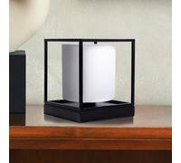 Näve Beta table lamp, metal, white fabric lampshade