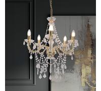 Näve Cecilia chandelier, gold, iron/acrylic, Ø 52 cm, 5-bulb.