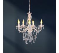 Näve Cecilia chandelier, white, iron/acrylic, Ø 52 cm, 5-bulb.