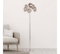 Näve Explosion bubble floor lamp, 6-bulb, chrome/smoky grey