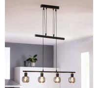 Näve Fumoso linear pendant light 4-bulb black/smoke