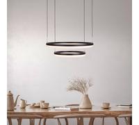 Näve LED pendant light CCT, two rings, remote control