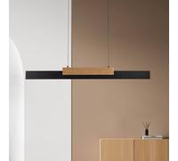 Näve LED pendant light Wiebke, black wood detail 120.5 cm dimmable
