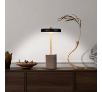 Näve Seta LED table lamp battery cement black lampshade