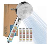 Nafall Shower Head with 4 pp Filter, High Pressure Filter Shower Head, Water Saving Showerhead with 5 Spray Modes, Filtered Showerhead for Hard Water and Bacteria, Chrome White